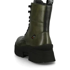 Outlet Rieker Damskie Sznurowane Buty W Kolorze Wojskowej Zieleni I Czerni