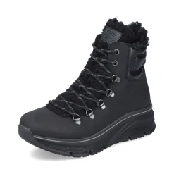 Outlet Rieker Damskie Sznurowane Buty , Asfaltowe, Czarne