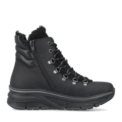 Outlet Rieker Damskie Sznurowane Buty , Asfaltowe, Czarne