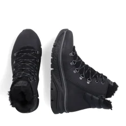 Outlet Rieker Damskie Sznurowane Buty , Asfaltowe, Czarne