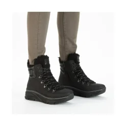 Outlet Rieker Damskie Sznurowane Buty , Asfaltowe, Czarne