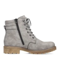 New Rieker Damskie Sznurowane Buty W Kolorze Srebrnoszarym