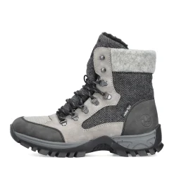 Fashion Rieker Damskie Sznurowane Buty W Kolorze Srebrnoszarym