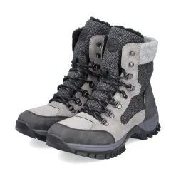 Fashion Rieker Damskie Sznurowane Buty W Kolorze Srebrnoszarym