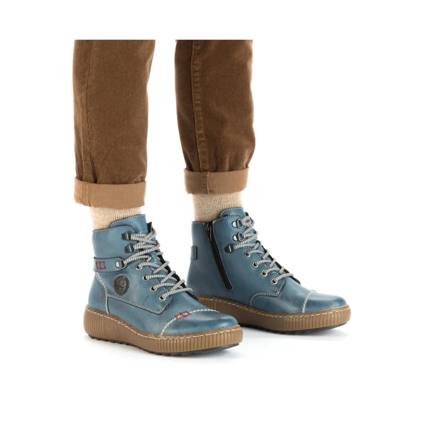 Clearance Rieker Damskie Sznurowane Buty W Kolorze Blekitnym