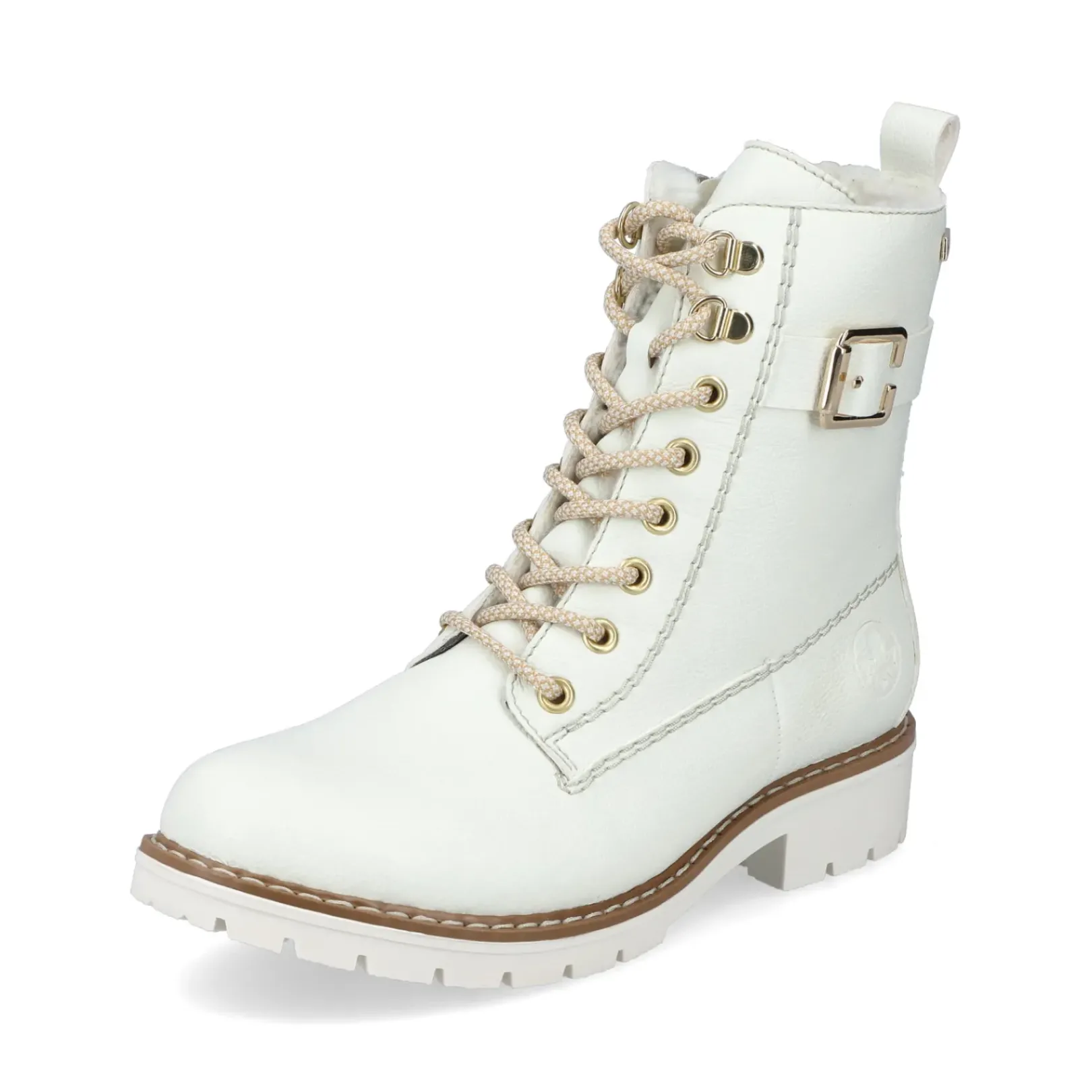 Clearance Rieker Damskie Sznurowane Buty W Kolorze Czystej Bieli