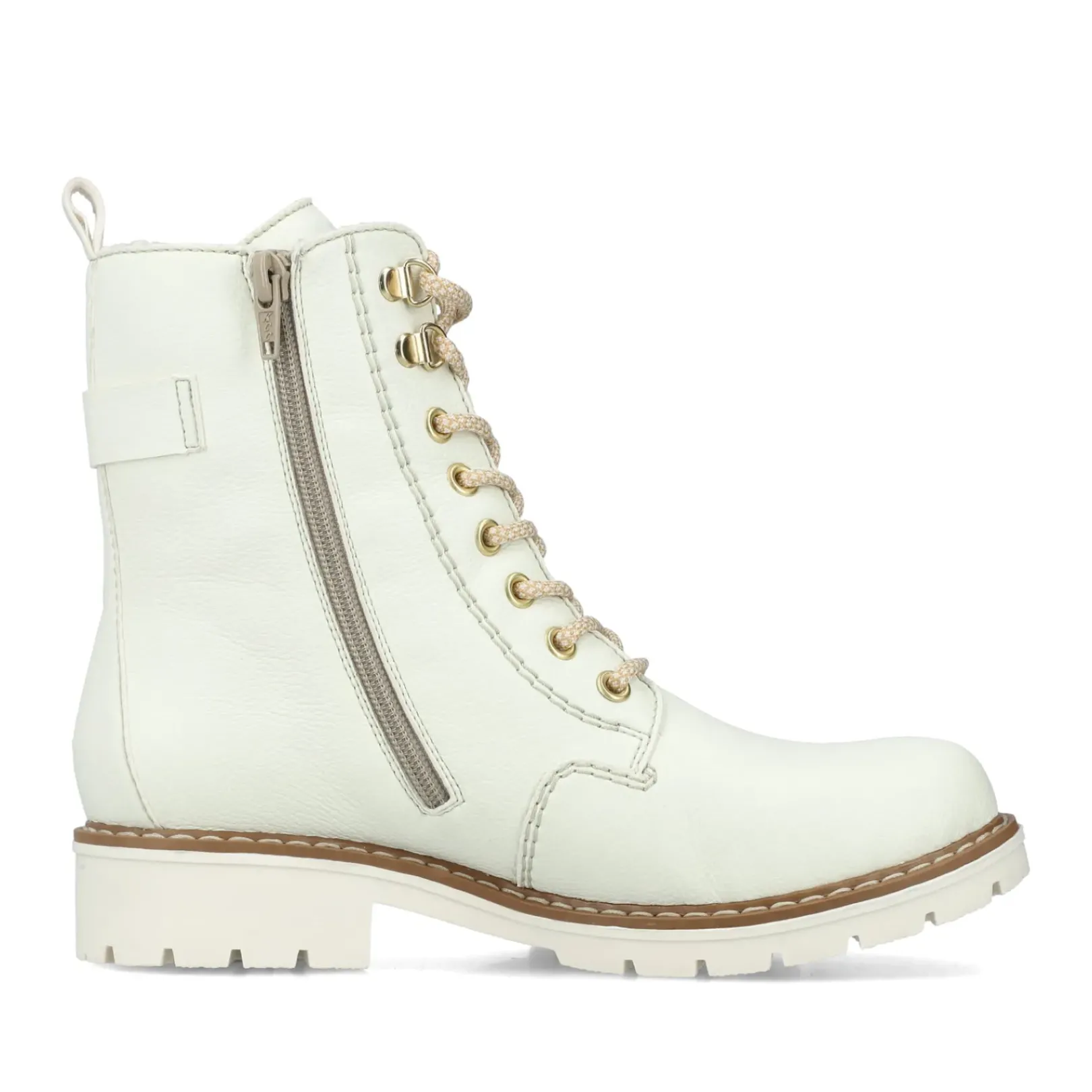 Clearance Rieker Damskie Sznurowane Buty W Kolorze Czystej Bieli