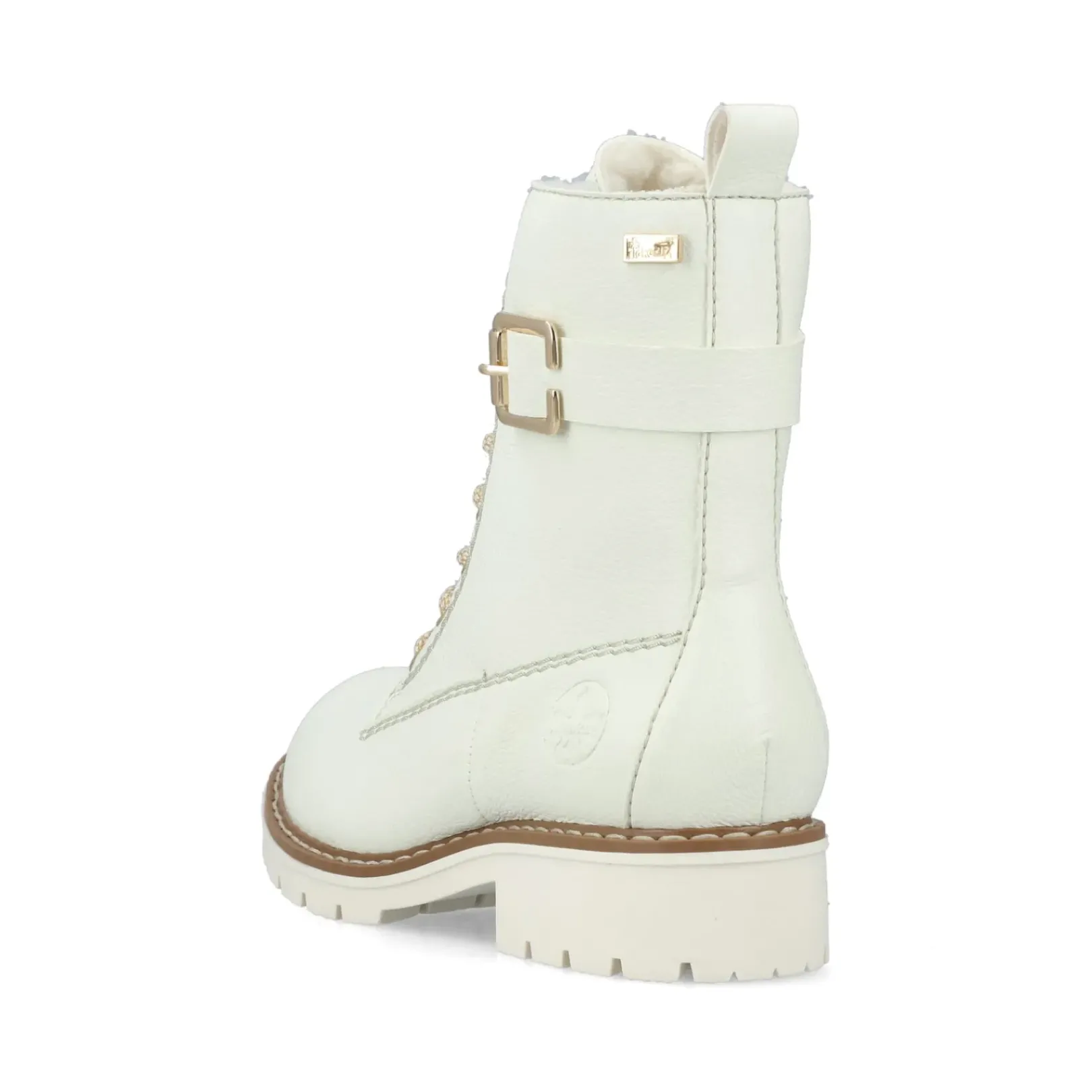 Clearance Rieker Damskie Sznurowane Buty W Kolorze Czystej Bieli