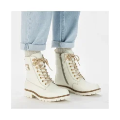 Clearance Rieker Damskie Sznurowane Buty W Kolorze Czystej Bieli