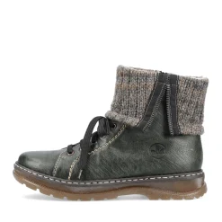 New Rieker Damskie Sznurowane Buty W Kolorze Zielono-Szarym