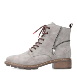 Fashion Rieker Damskie Sznurowane Buty W Kolorze Srebrnoszarym