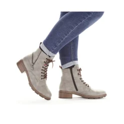 Fashion Rieker Damskie Sznurowane Buty W Kolorze Srebrnoszarym