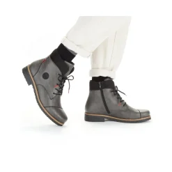 New Rieker Damskie Sznurowane Buty W Kolorze Platynowo-Szarym