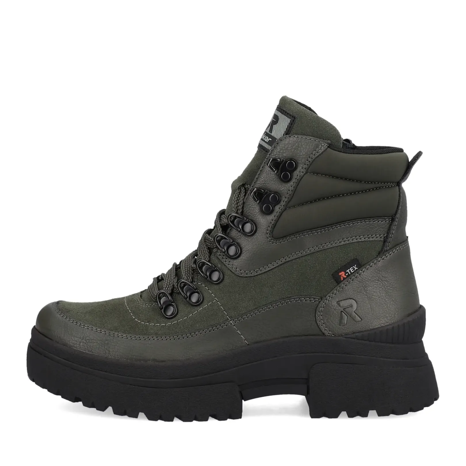 Best Rieker Damskie Sznurowane Buty W Kolorze Wojskowej Zieleni I Czerni