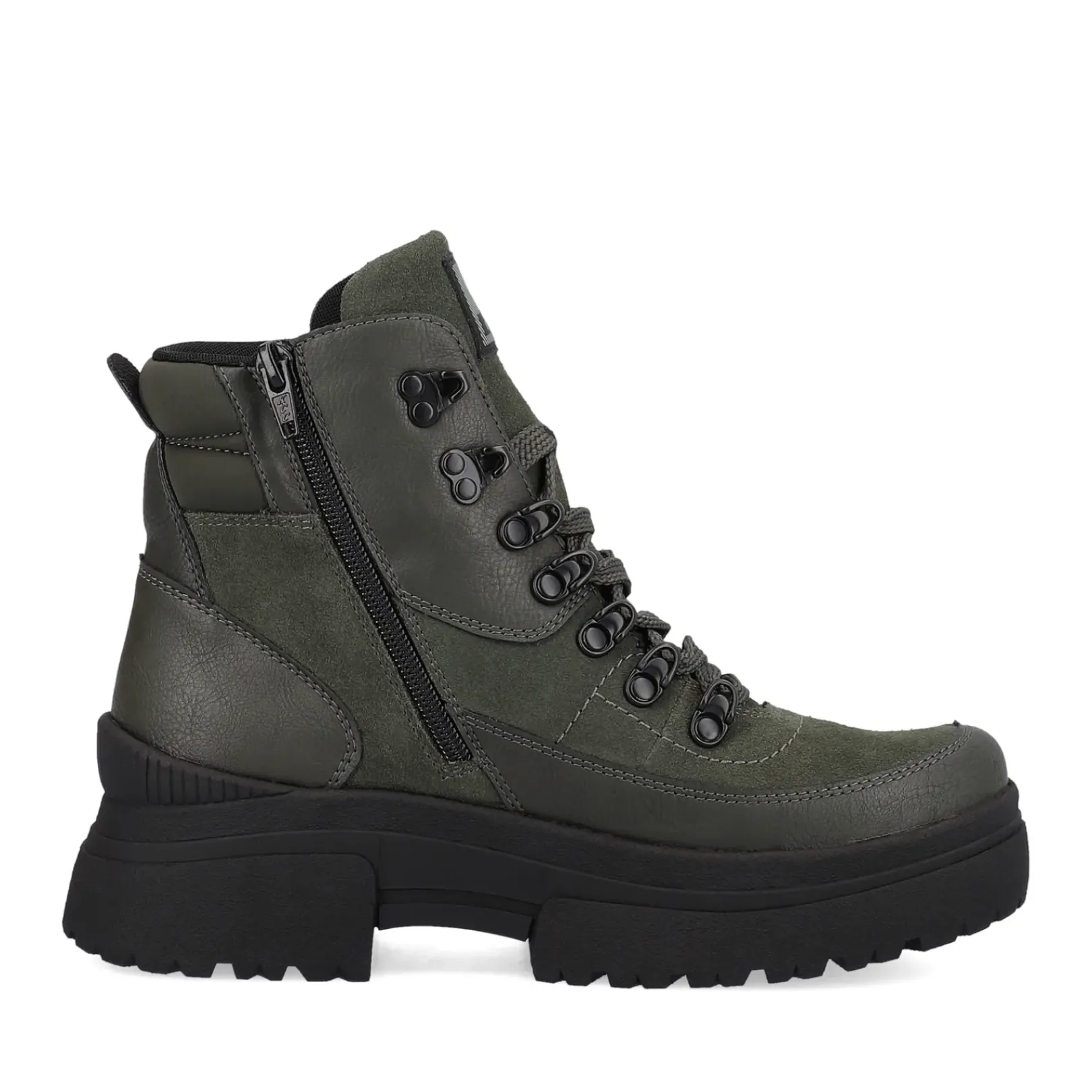 Best Rieker Damskie Sznurowane Buty W Kolorze Wojskowej Zieleni I Czerni