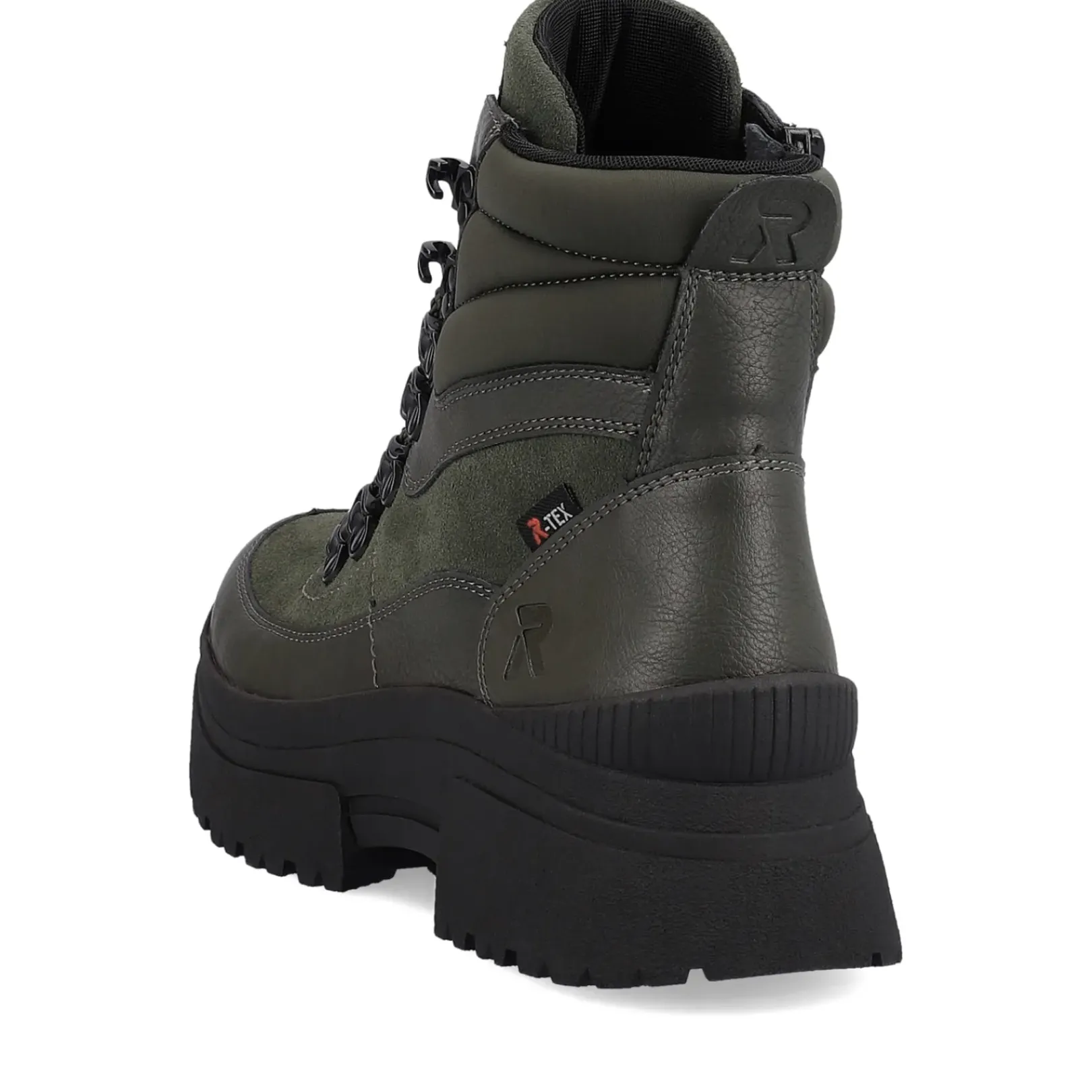 Best Rieker Damskie Sznurowane Buty W Kolorze Wojskowej Zieleni I Czerni
