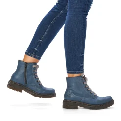 Outlet Rieker Damskie Sznurowane Buty W Kolorze Blekitnym