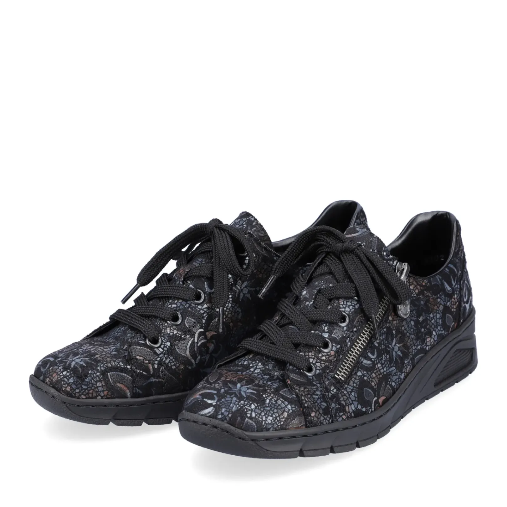 Outlet Rieker Damskie Sznurowane Buty W Kolorze Czarnym, Metalicznym
