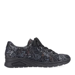 Outlet Rieker Damskie Sznurowane Buty W Kolorze Czarnym, Metalicznym