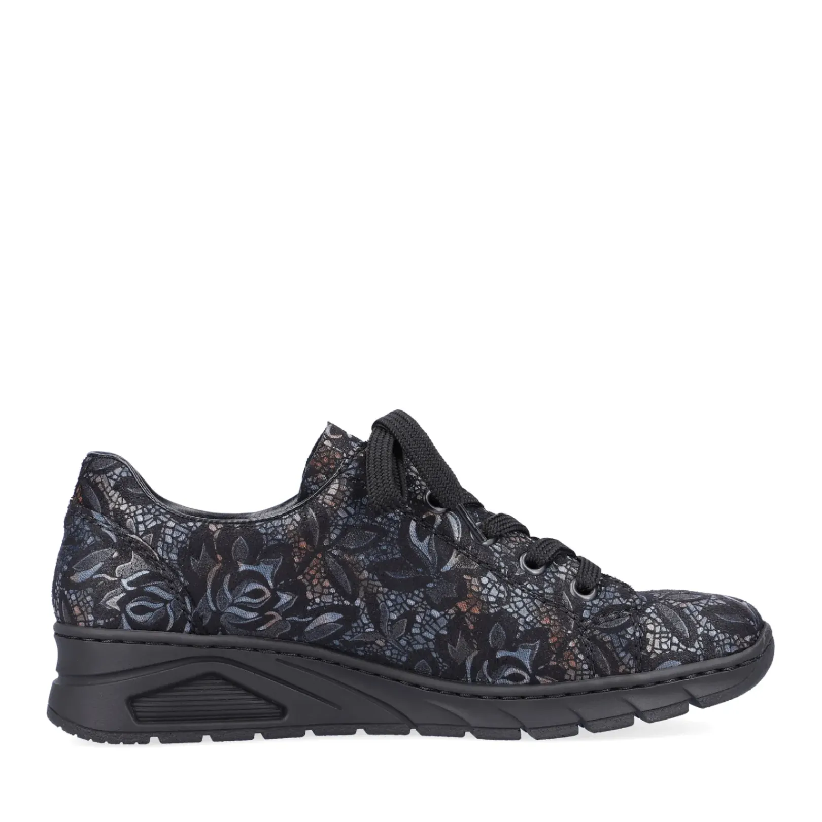 Outlet Rieker Damskie Sznurowane Buty W Kolorze Czarnym, Metalicznym