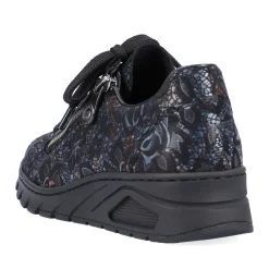 Outlet Rieker Damskie Sznurowane Buty W Kolorze Czarnym, Metalicznym