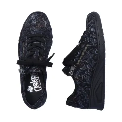 Outlet Rieker Damskie Sznurowane Buty W Kolorze Czarnym, Metalicznym