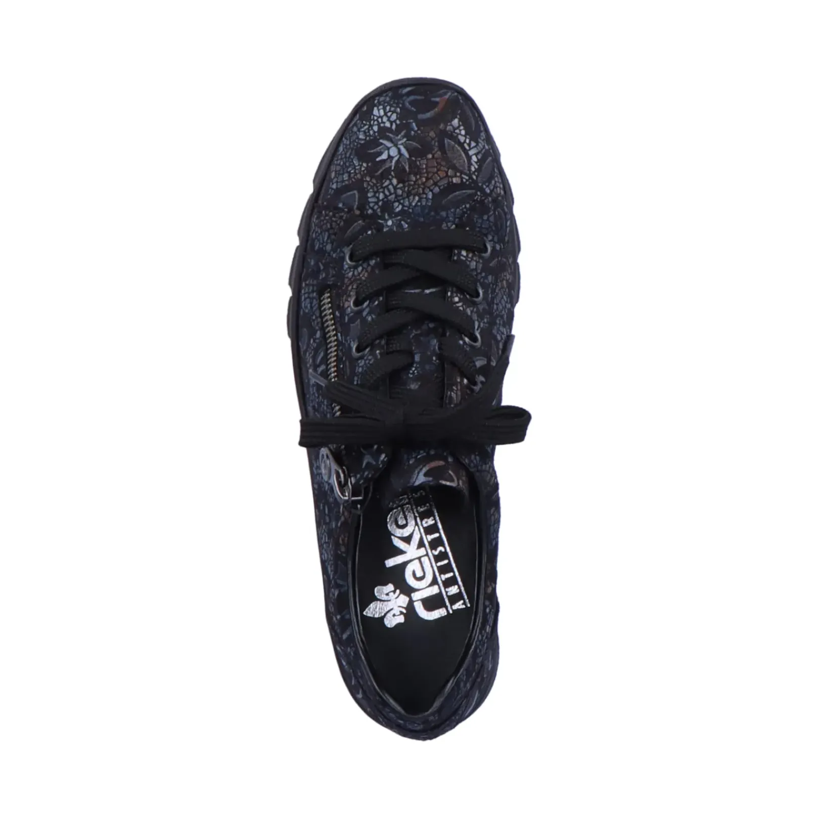 Outlet Rieker Damskie Sznurowane Buty W Kolorze Czarnym, Metalicznym
