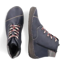 Hot Rieker Damskie Sznurowane Buty W Kolorze Stalowoniebieskim