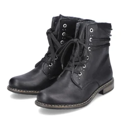 Outlet Rieker Damskie Sznurowane Buty , Asfaltowe, Czarne