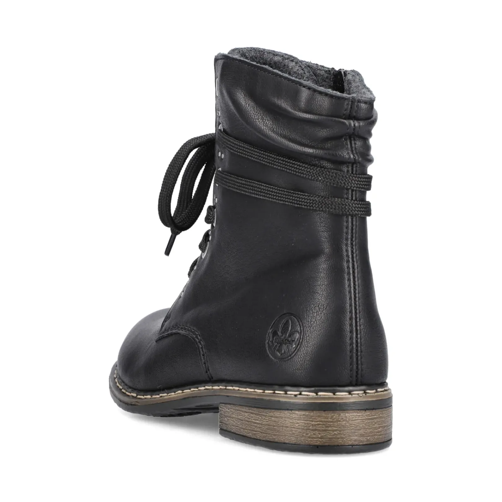 Outlet Rieker Damskie Sznurowane Buty , Asfaltowe, Czarne