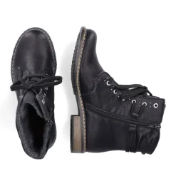 Outlet Rieker Damskie Sznurowane Buty , Asfaltowe, Czarne