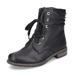 Outlet Rieker Damskie Sznurowane Buty , Asfaltowe, Czarne