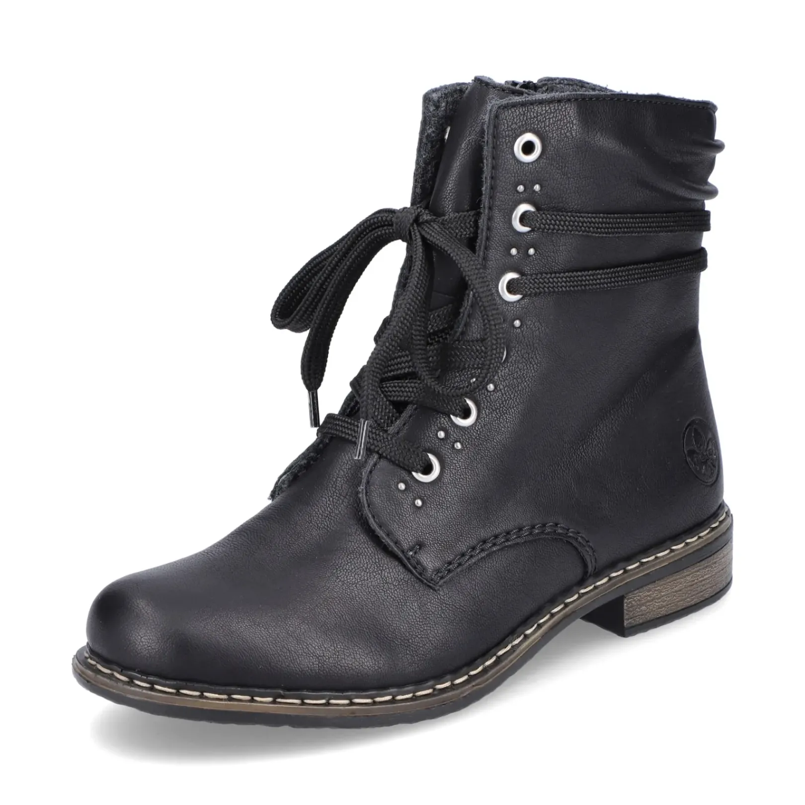 Outlet Rieker Damskie Sznurowane Buty , Asfaltowe, Czarne