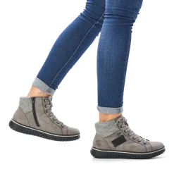 Sale Rieker Damskie Sznurowane Buty W Kolorze Platynowo-Szarym