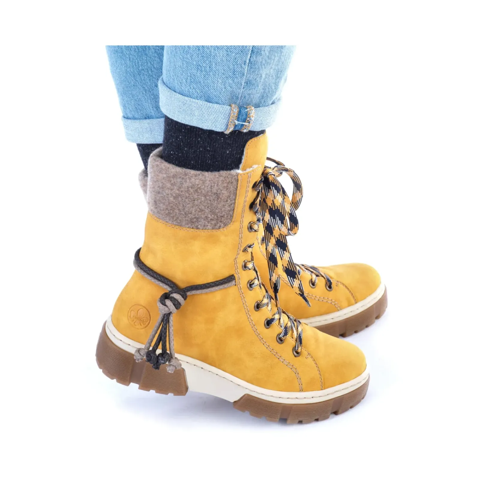 Discount Rieker Damskie Sznurowane Buty W Kolorze Slonecznikowo-Zoltym