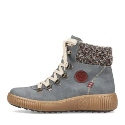 New Rieker Damskie Sznurowane Buty W Kolorze Niebiesko-Szarym