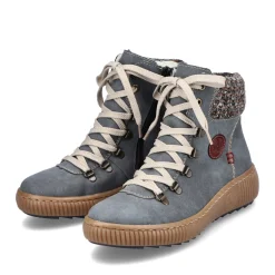 New Rieker Damskie Sznurowane Buty W Kolorze Niebiesko-Szarym