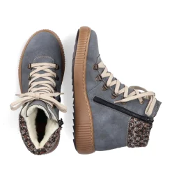 New Rieker Damskie Sznurowane Buty W Kolorze Niebiesko-Szarym