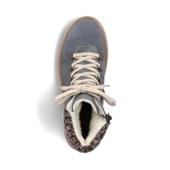 New Rieker Damskie Sznurowane Buty W Kolorze Niebiesko-Szarym