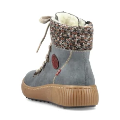 New Rieker Damskie Sznurowane Buty W Kolorze Niebiesko-Szarym