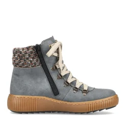 New Rieker Damskie Sznurowane Buty W Kolorze Niebiesko-Szarym