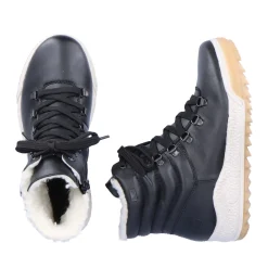 Hot Rieker Damskie Sznurowane Buty W Kolorze Ciemnej Czerni