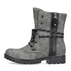 New Rieker Damskie Sznurowane Buty W Kolorze Ksiezycowej Szarosci