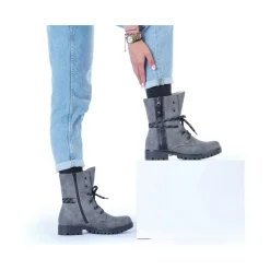 New Rieker Damskie Sznurowane Buty W Kolorze Ksiezycowej Szarosci