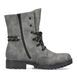 New Rieker Damskie Sznurowane Buty W Kolorze Ksiezycowej Szarosci
