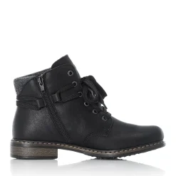 Discount Rieker Damskie Sznurowane Buty , Asfaltowe, Czarne