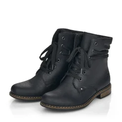Hot Rieker Damskie Sznurowane Buty , Asfaltowe, Czarne