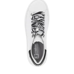 Outlet Rieker Damskie Tenisowki Niskie Crystal-White Deep-Black