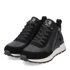 Outlet Rieker Damskie Tenisowki , Wysokie, Stalowe, Czarne