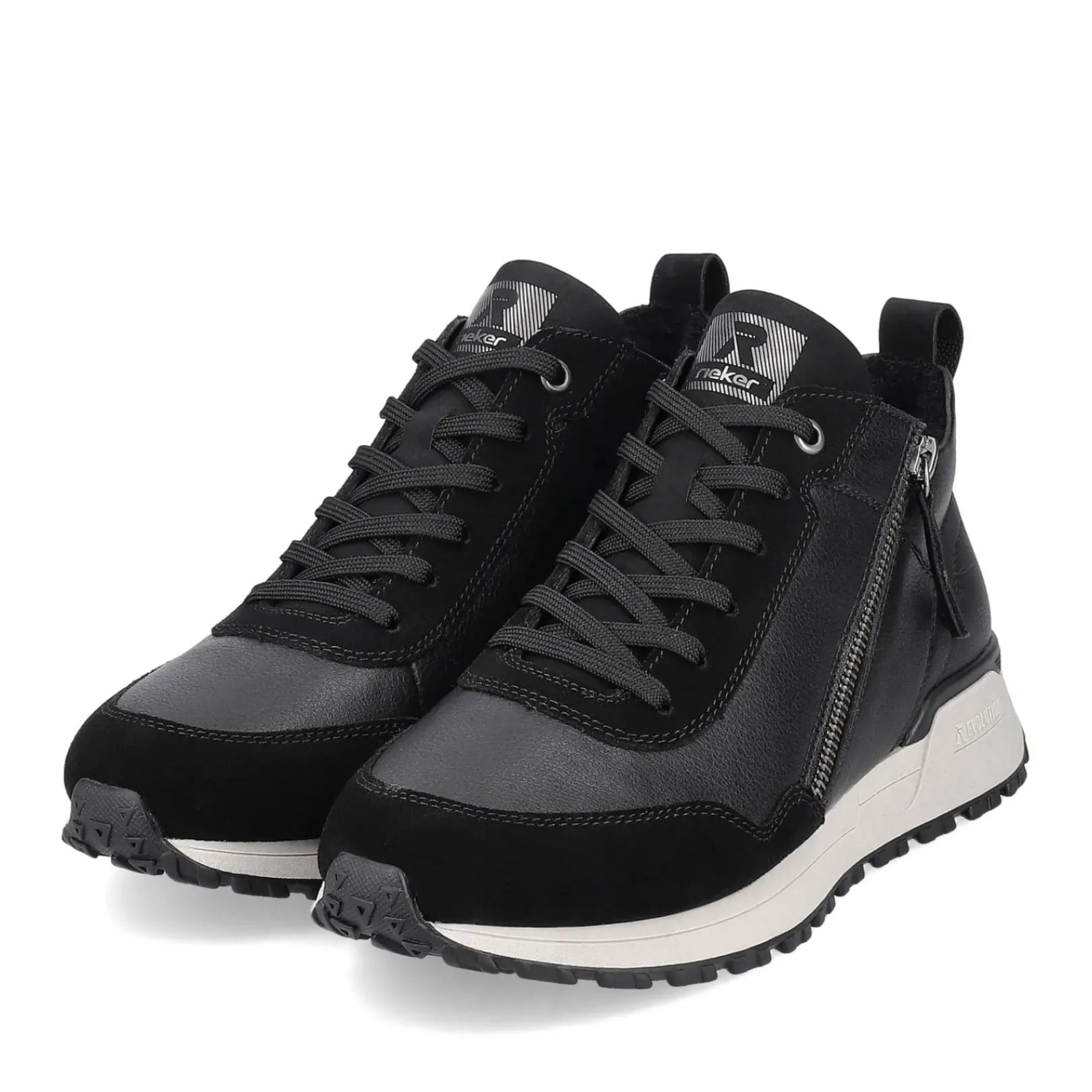 Outlet Rieker Damskie Tenisowki , Wysokie, Stalowe, Czarne